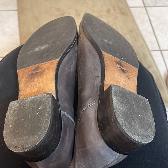 Cole Haan Tall Grey Leather and Suede Pull on Boots - Picture 3 of 7